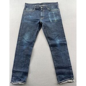 Uniqlo Jeans Mens Size 35x32 Dark Blue Denim Slim Straight Legs Selvedge